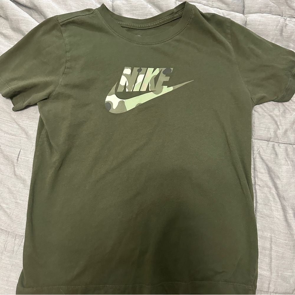 Nike Kids Camouflage Logo Olive Tee